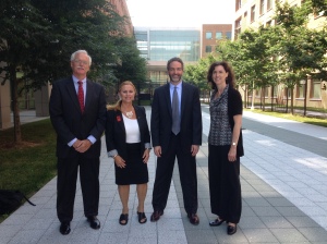 (Left to Right) Jim Kane, PWSA (USA) Research Advocacy Chair; Janalee Heinemann, PWSA (USA) Director Of Research & Medical Affairs;  Rob Lutz, PWS (USA) board member and coordinator of the PWS Collaborative Therapeutic Development Team; Theresa Strong, FPWR Scientific Advisory Board Chair and board member